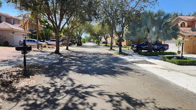 view of road featuring a residential view
