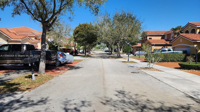 view of road featuring a residential view