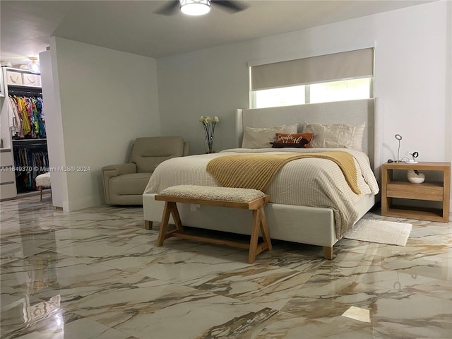 24490 SW 120th Ave, Homestead, FL 33032 - bedroom featuring a spacious closet, a closet, a ceiling fan, and marble finish floors