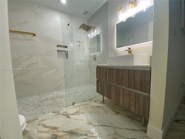 24490 SW 120th Ave, Homestead, FL 33032 - full bathroom featuring toilet, a marble finish shower, vanity, and marble finish floors