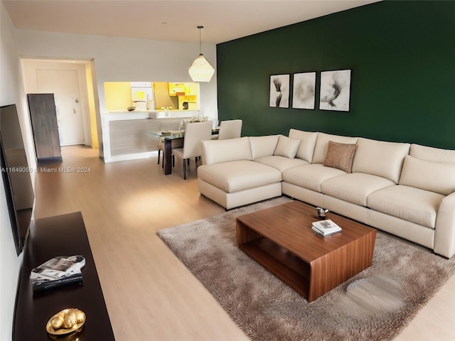 living room featuring wood-type flooring