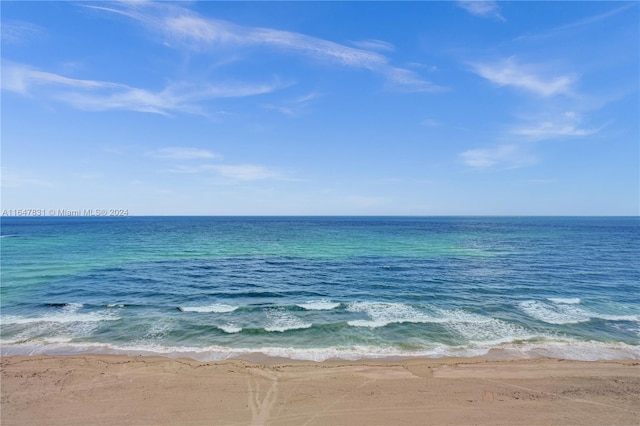 view of water feature with a beach view