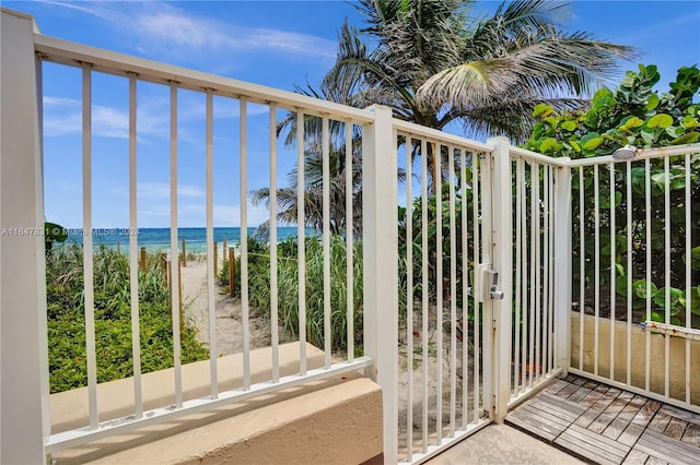 exterior space with a view of the beach and a water view