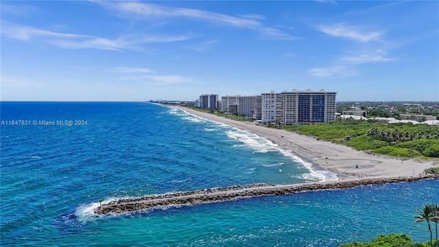 property view of water with a beach view