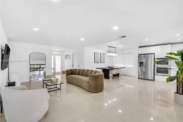 view of tiled living room