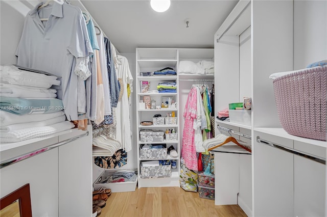 spacious closet with light hardwood / wood-style floors