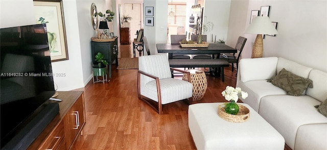 living room with light hardwood / wood-style floors