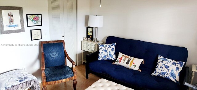 sitting room with dark hardwood / wood-style floors