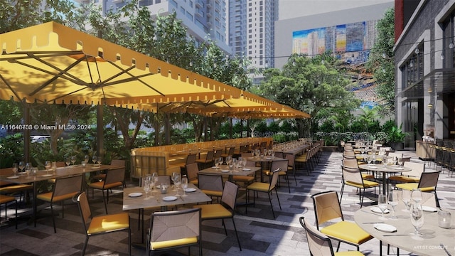 601 NE 1st Ave Unit 3101, Miami, FL 33132 - view of patio featuring a city view and outdoor dining space