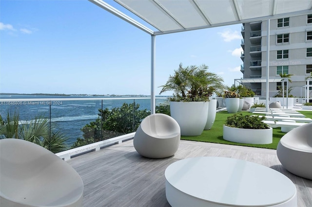 balcony with a water view