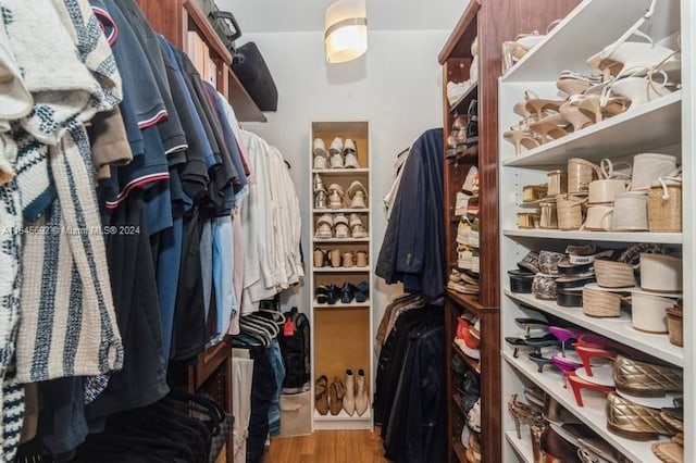 walk in closet featuring hardwood / wood-style floors