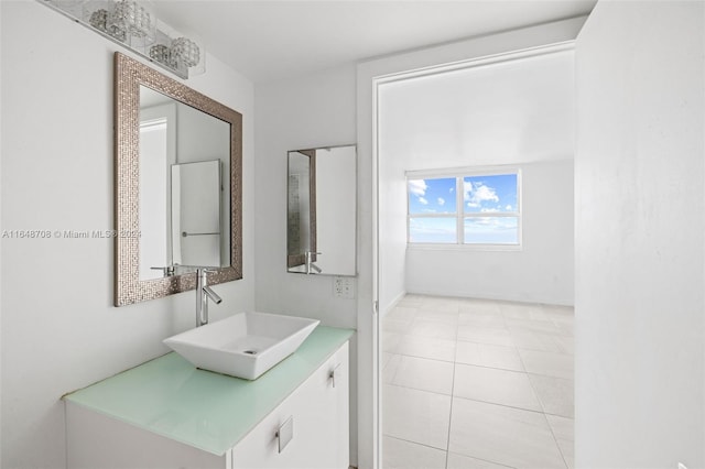 bathroom featuring vanity and tile patterned floors