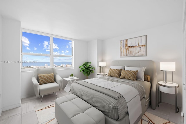 bedroom with a water view