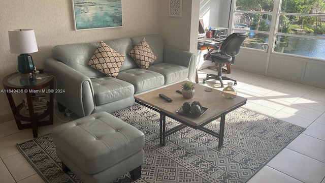 view of tiled living room