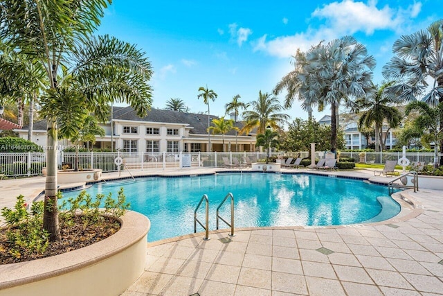 view of pool featuring a patio