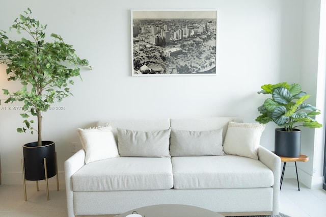 view of tiled living area