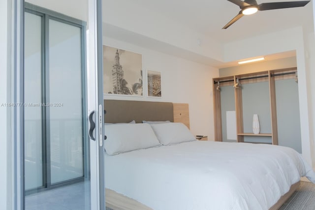 bedroom with a closet and ceiling fan