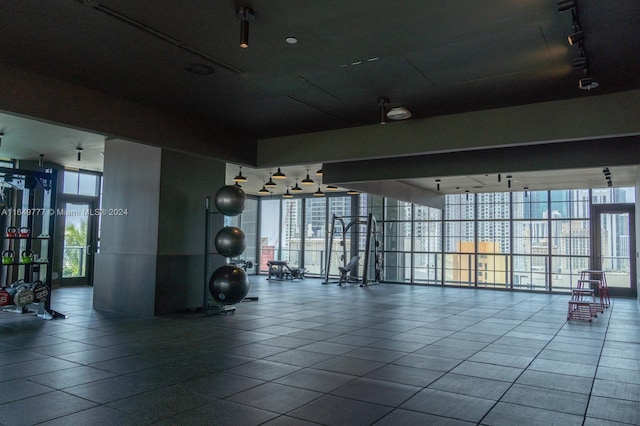 exercise room featuring a healthy amount of sunlight and expansive windows