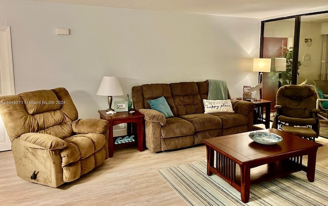 living room with light hardwood / wood-style floors