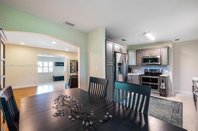 dining area featuring light hardwood / wood-style floors