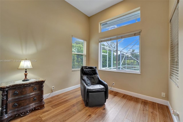 living area featuring light hardwood / wood-style floors