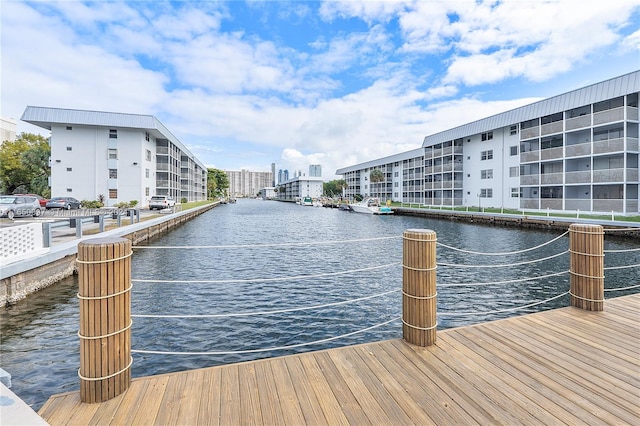 view of dock featuring a water view