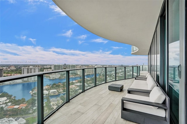 balcony with a water view