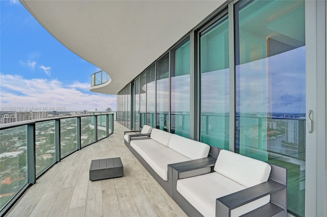 balcony featuring an outdoor living space