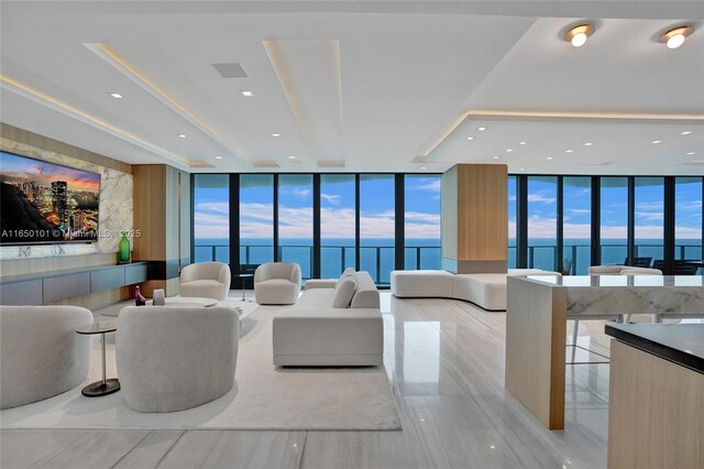 19575 Collins Ave Unit 33, Sunny Isles Beach, FL 33160 - living room with a wall of windows and a water view