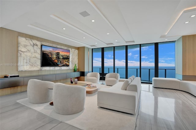 living room with expansive windows