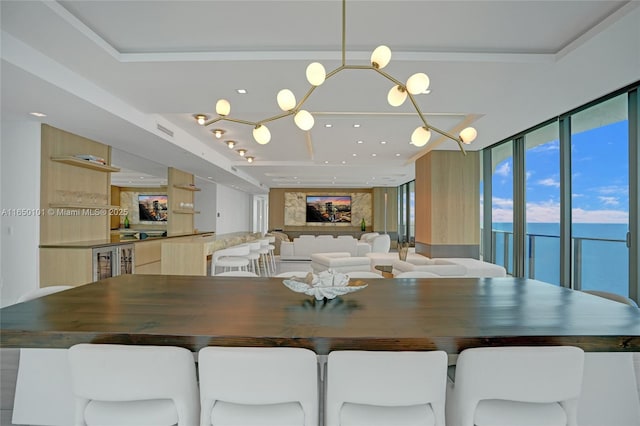 19575 Collins Ave Unit 33, Sunny Isles Beach, FL 33160 - dining room featuring beverage cooler and recessed lighting