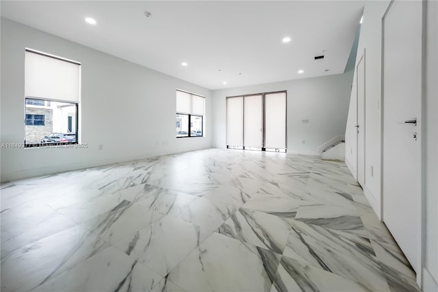 6159 SW 36th Ct, Miramar, FL 33023 - empty room featuring recessed lighting, stairway, and fire sprinkler in ceiling