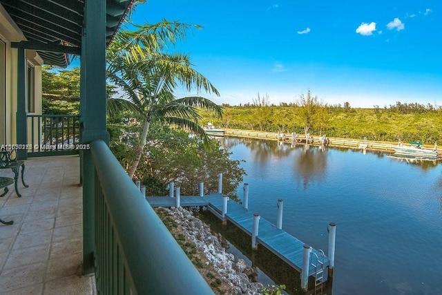 view of dock featuring a water view