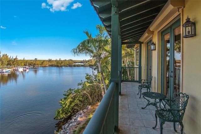 balcony with a water view