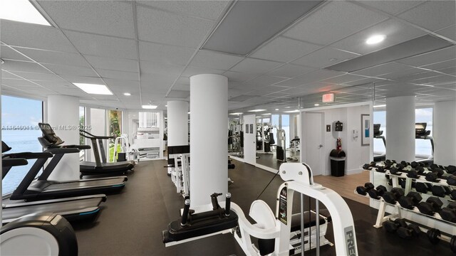 770 Claughton Island Dr Unit 711, Miami, FL 33131 - exercise room featuring a drop ceiling