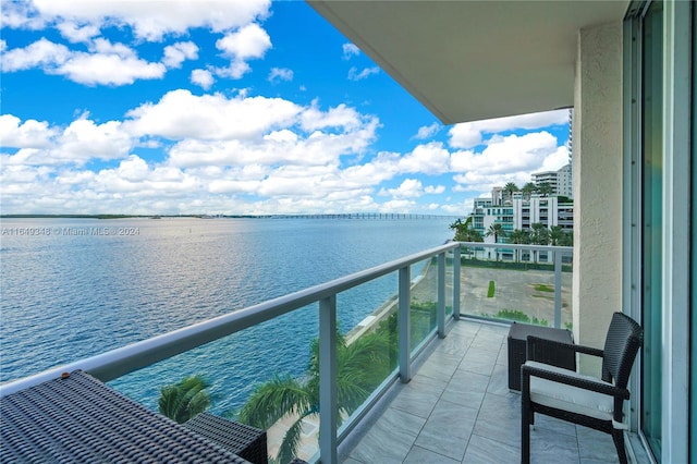 balcony with a water view