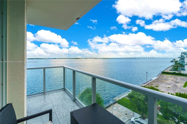 balcony with a water view