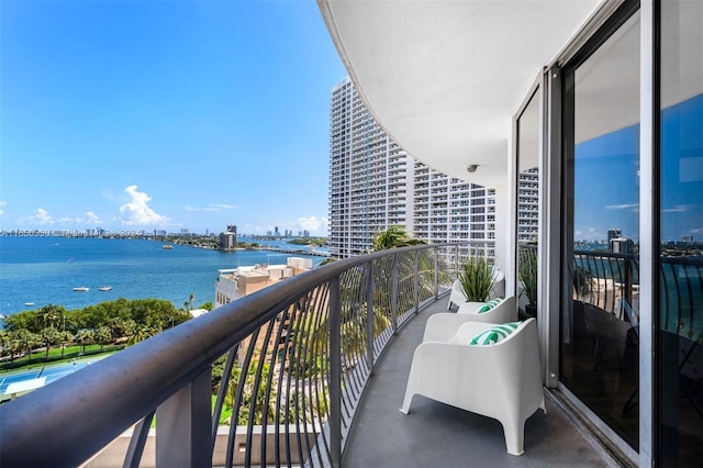 balcony with a water view