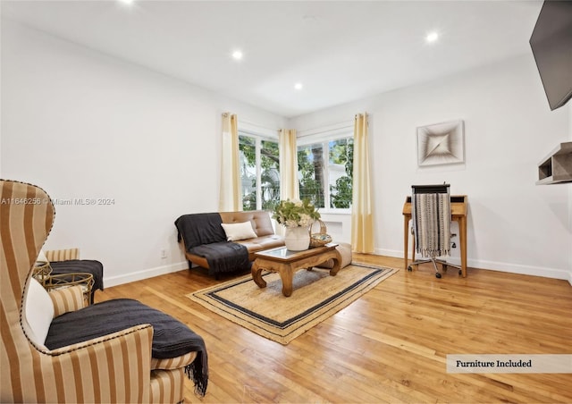 living room with light hardwood / wood-style floors