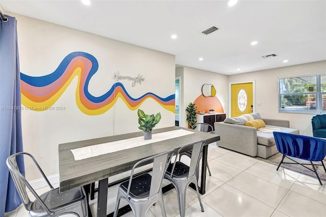 view of tiled dining room