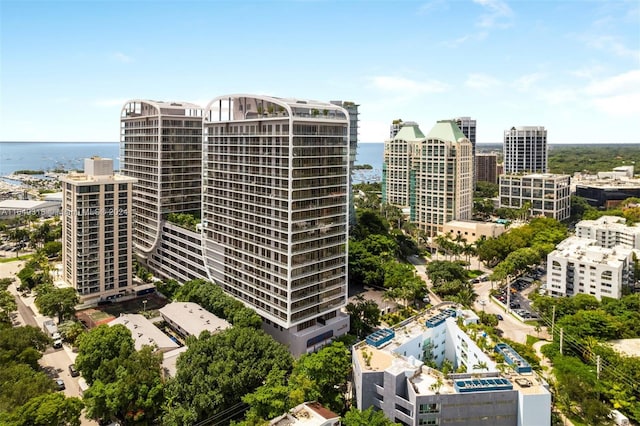 property's view of city featuring a water view