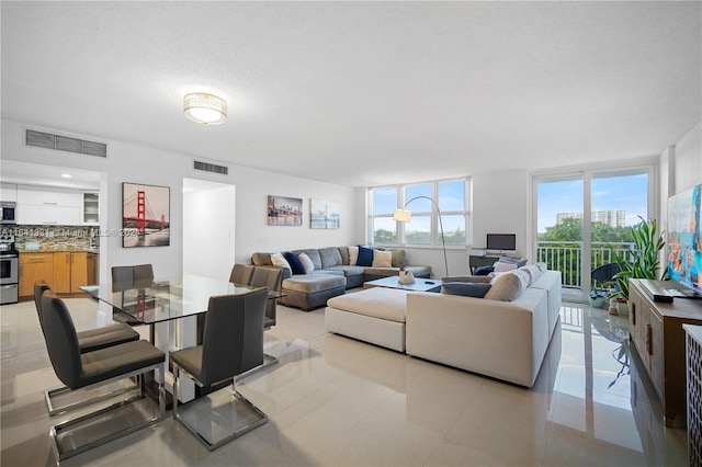 view of tiled living room