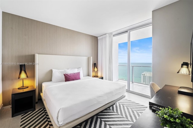 4010 S Ocean Dr Unit T3507, Hollywood, FL 33019 - bedroom featuring expansive windows, a water view, and access to outside