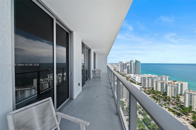 balcony with a water view