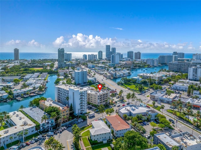 bird's eye view featuring a water view