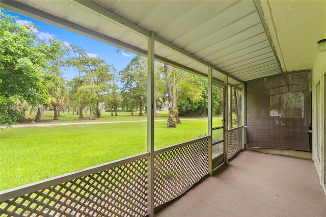 view of unfurnished sunroom