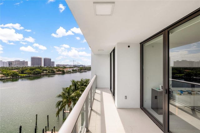 balcony with a water view