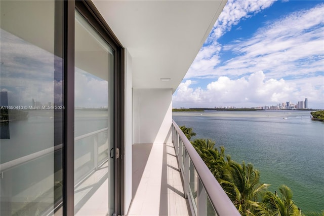 balcony with a water view