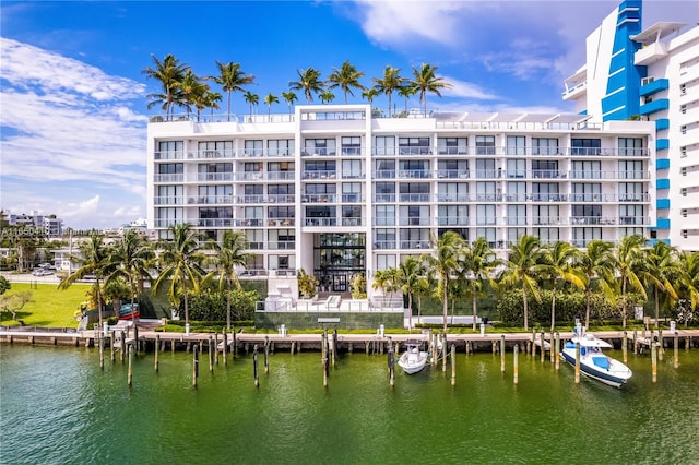 view of property with a water view