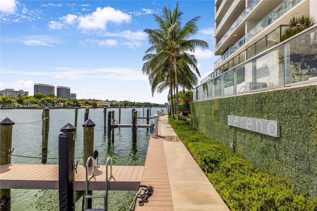 view of dock featuring a water view